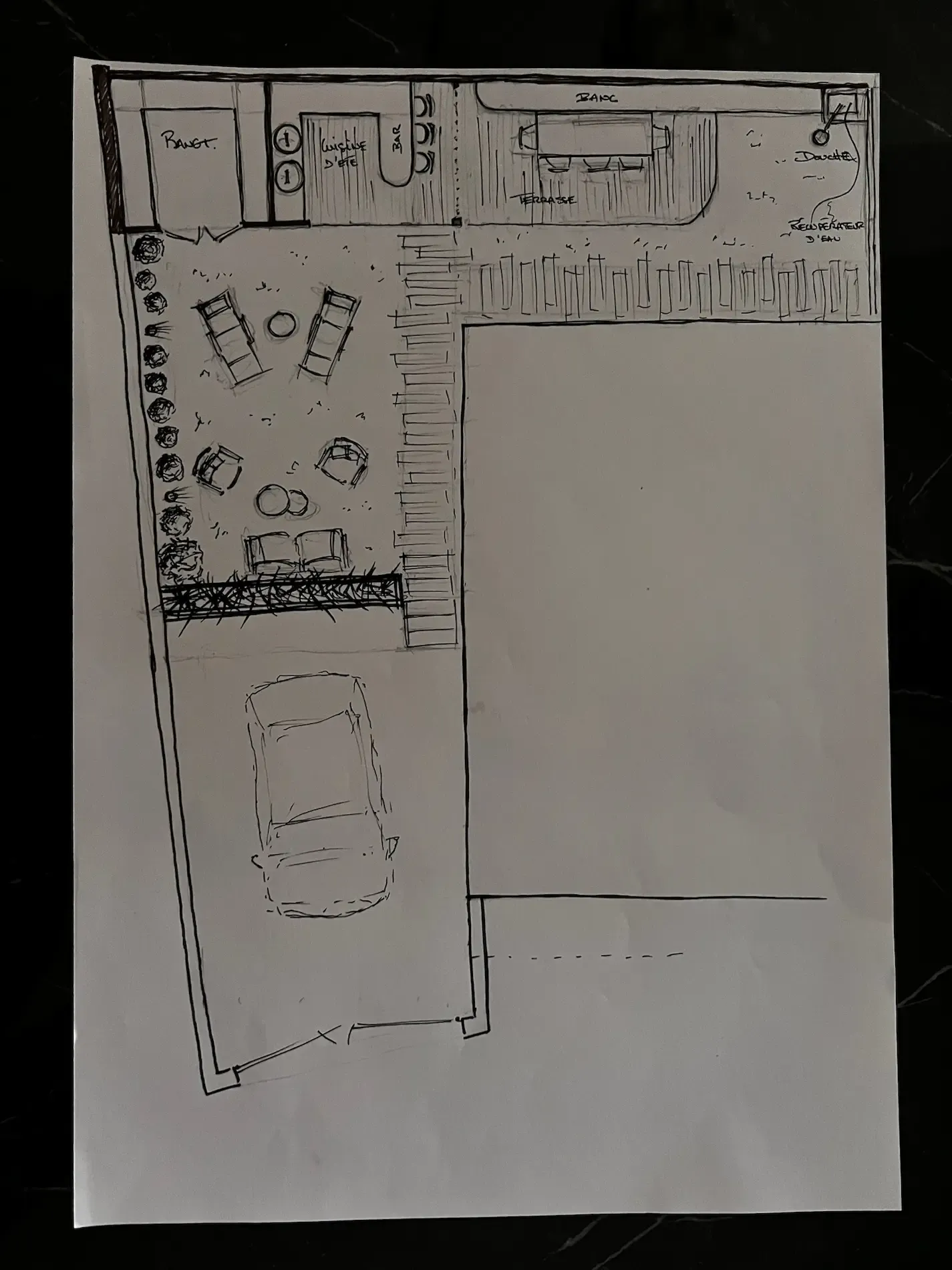 Extension de maison avec jardin paysagé