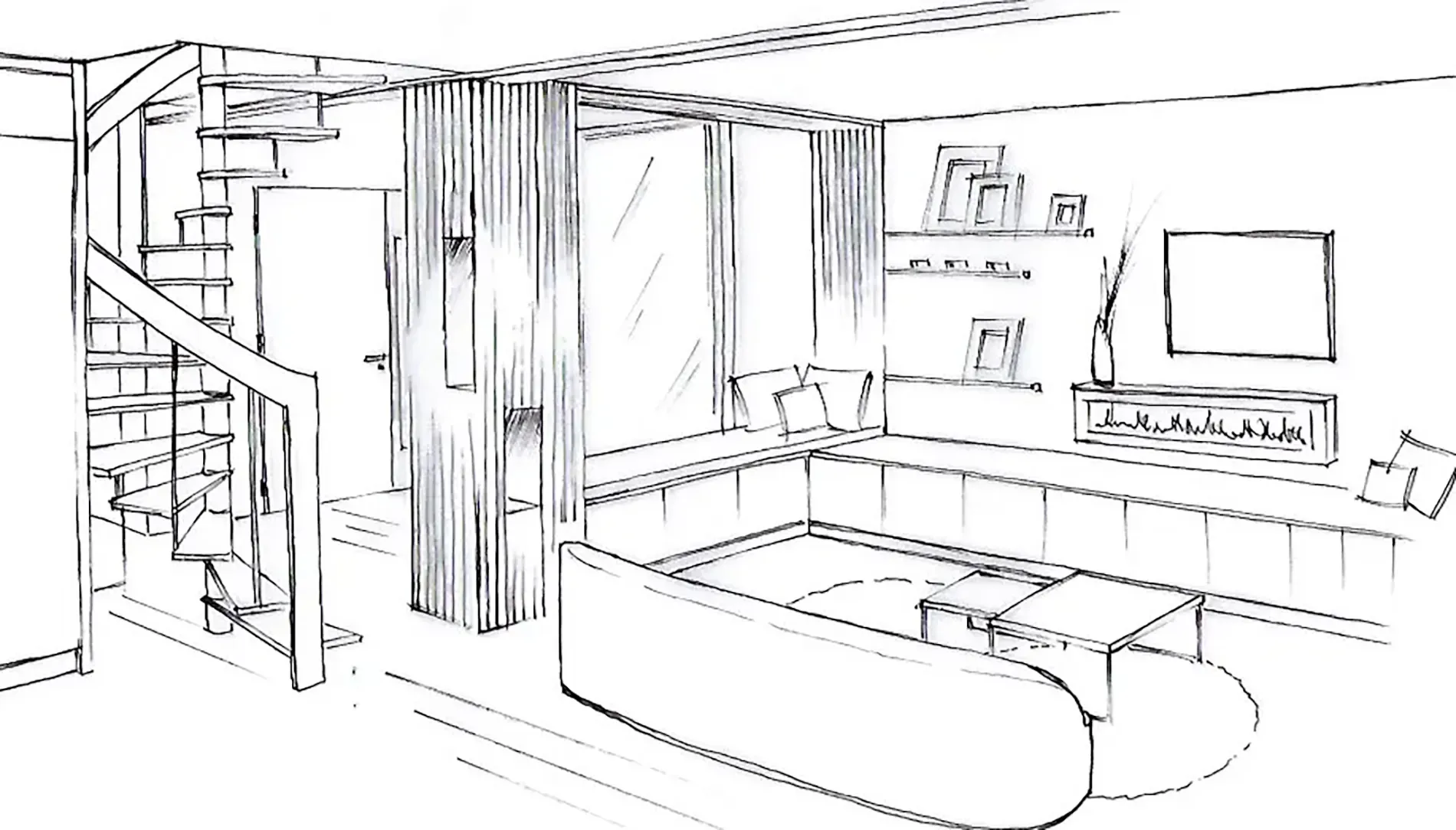 Perspective filaire salon